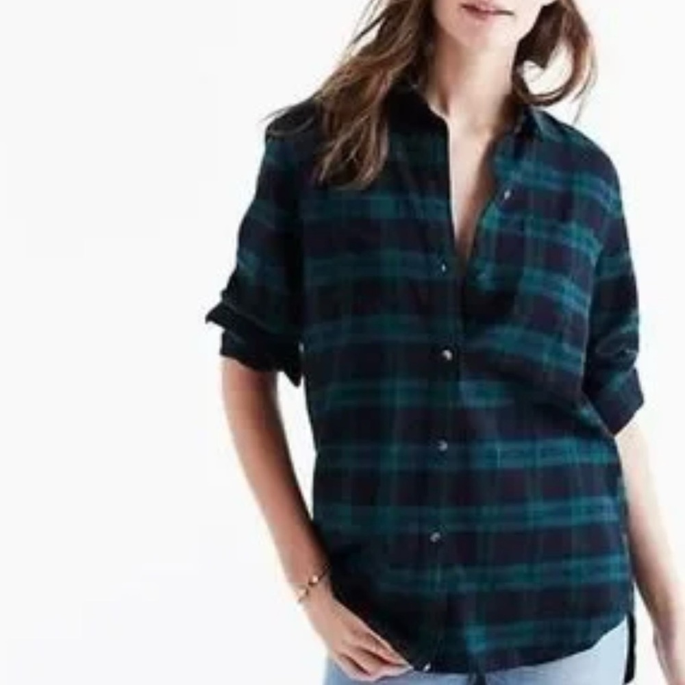 Madewell Plaid Button-Up Shirt - Blue and Black